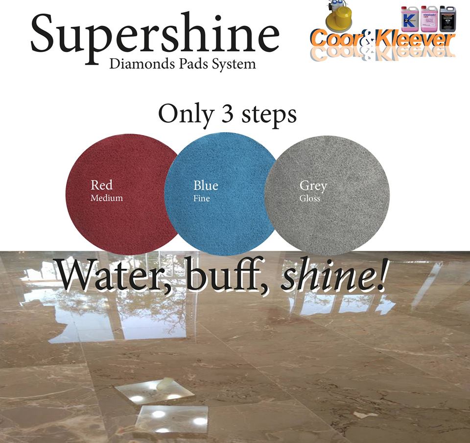 supershine pads, water, buff, shine